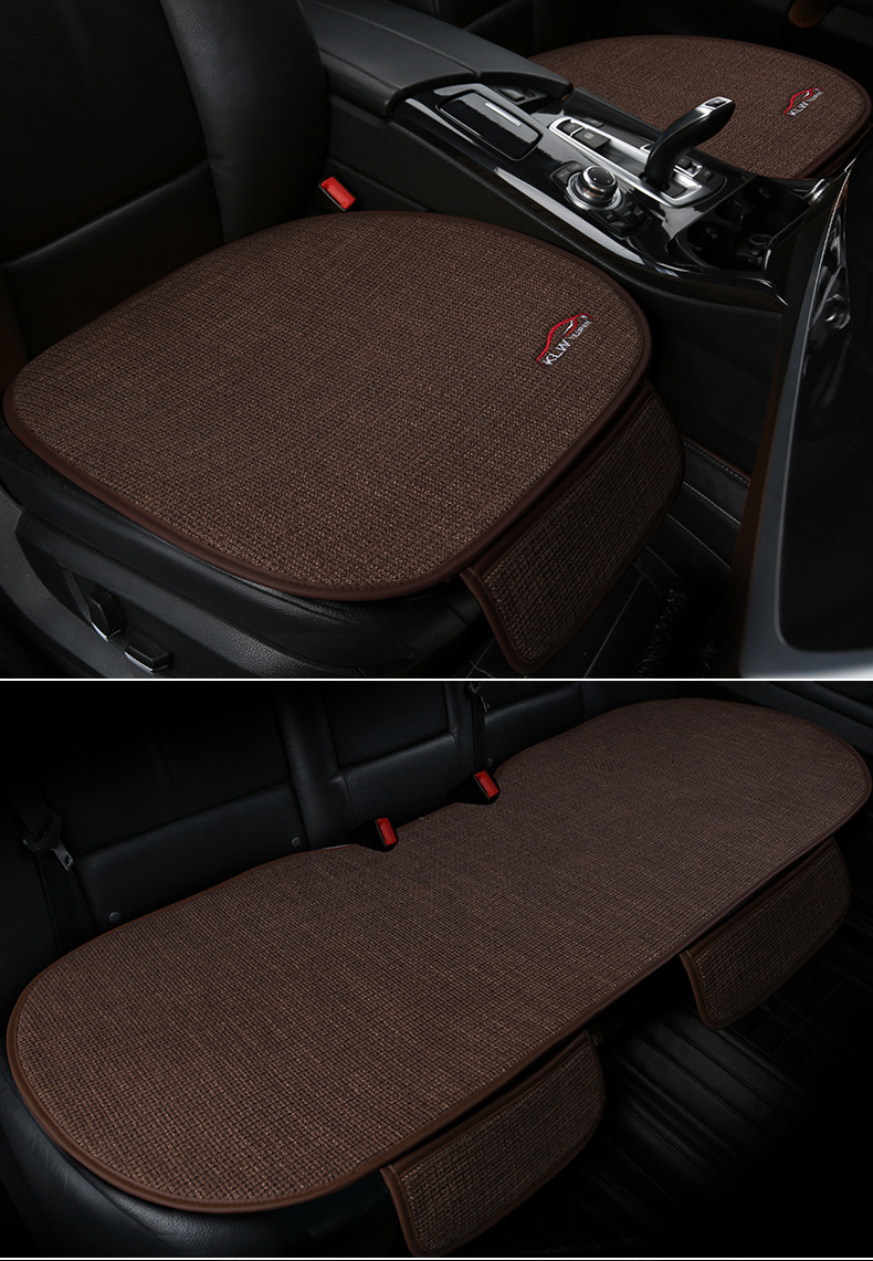Fabric Four-Season Universal Car Seat Cushion, Breathable Cotton and Linen Seat Cushion, Universal Three-Piece Set, Wholesale and Dropshipping
