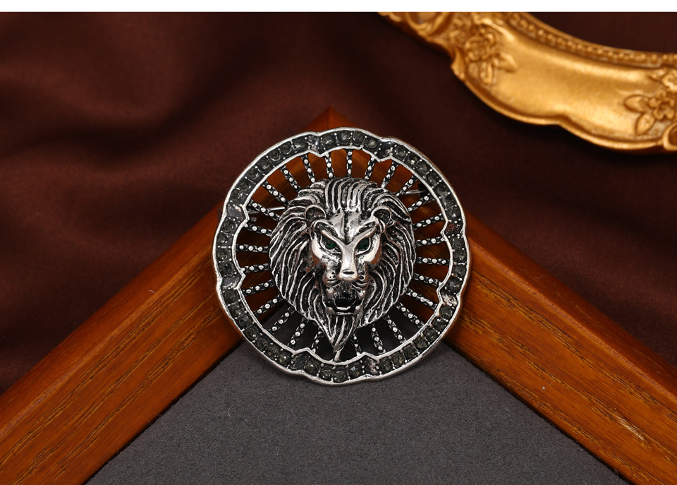 Lion Pattern Unisex Gender Plating Design Retro Pin Lion Alloy Plating Unisex Brooches