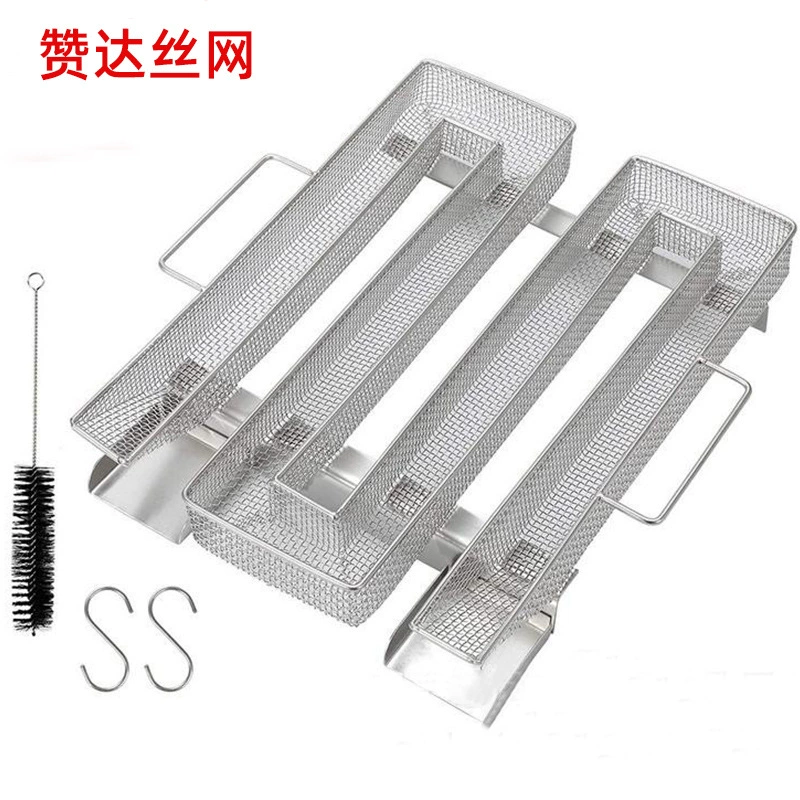 Генератор холодного дыма из нержавеющей стали 304, М-образный, прямоугольная корзина с копченой сеткой, коробка для дыма из нержавеющей стали для мяса на открытом воздухе, барбекю