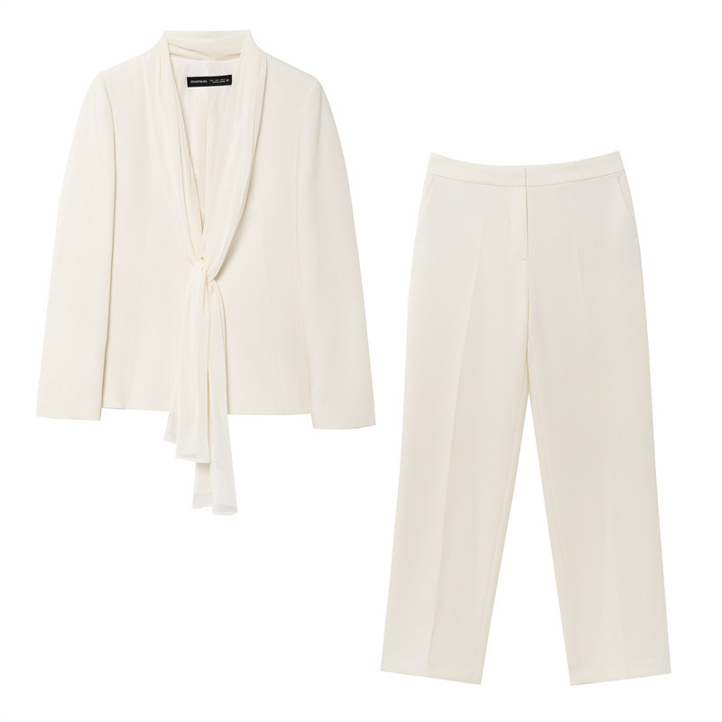 Foreign Trade 2025 New Spring and Autum Thin Scarf Lapel Suit Jacket 2742507 Straight Pants 2424507 Foreign Trade 2025 New Spring and Autum Thin Scarf Lapel Suit Jacket 2742507 Straight Pants 2424507