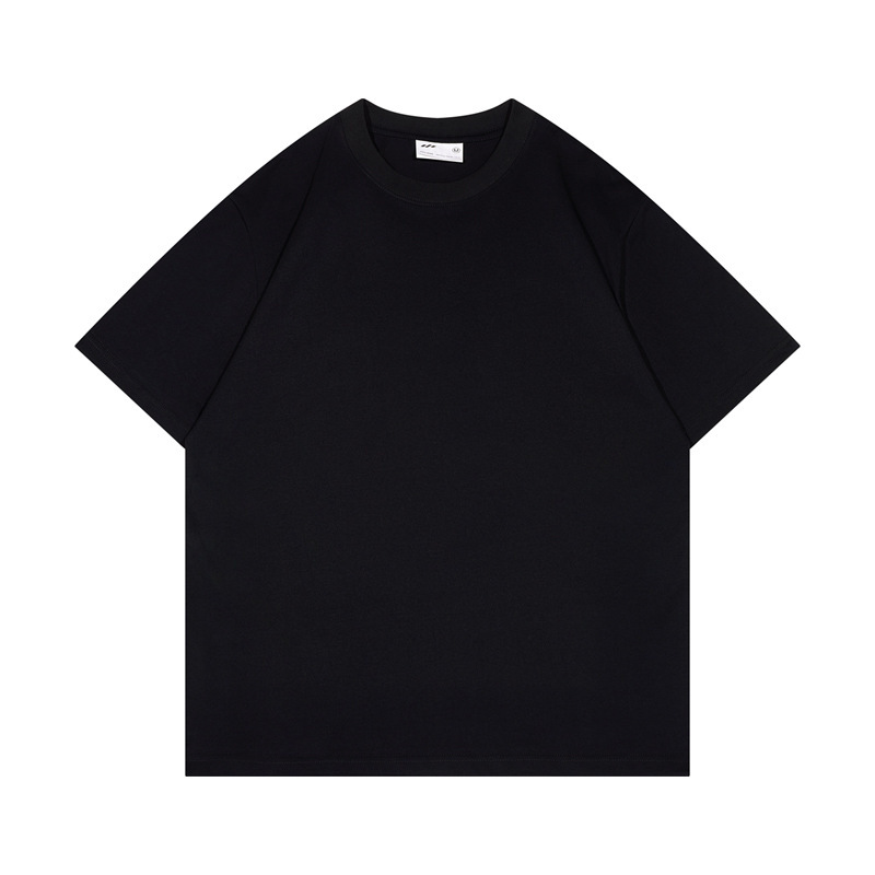 Nuevos productos de verano 260g camiseta de algodón pesado marca de moda calle suelta blanca de manga corta camisa de fondo de color sólido para hombre al por mayor