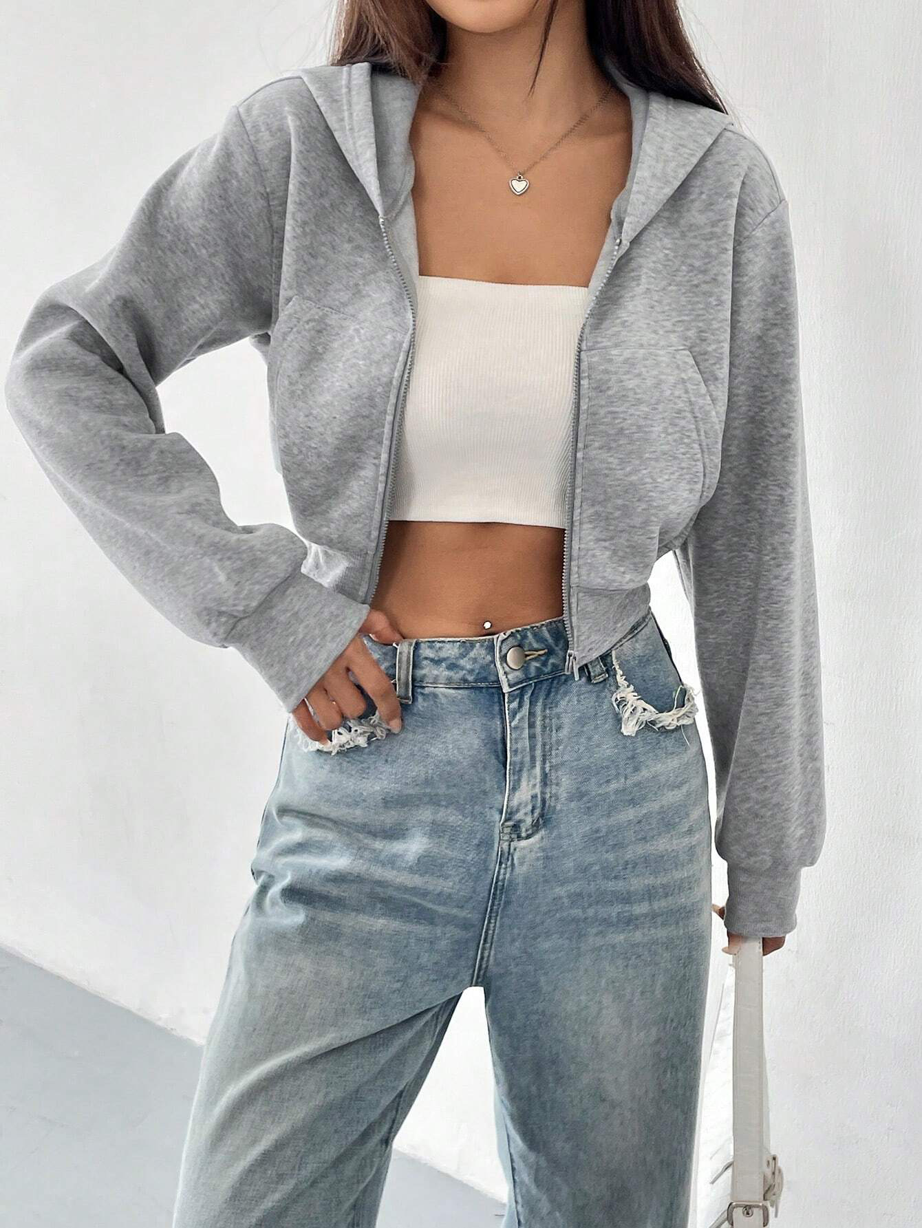 Short Long Sleeved Zipper Hooded Sweatshirt Sweatshirt Popular Short Shipment