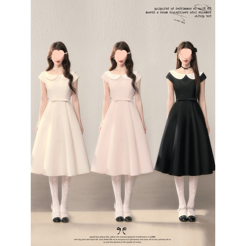 Miss Windsor/French-Style Waist-Cinching Doll Collar Dress with Hepburn-Inspired Princess Vibe Miss Windsor/French-Style Waist-Cinching Doll Collar Dress with Hepburn-Inspired Princess Vibe