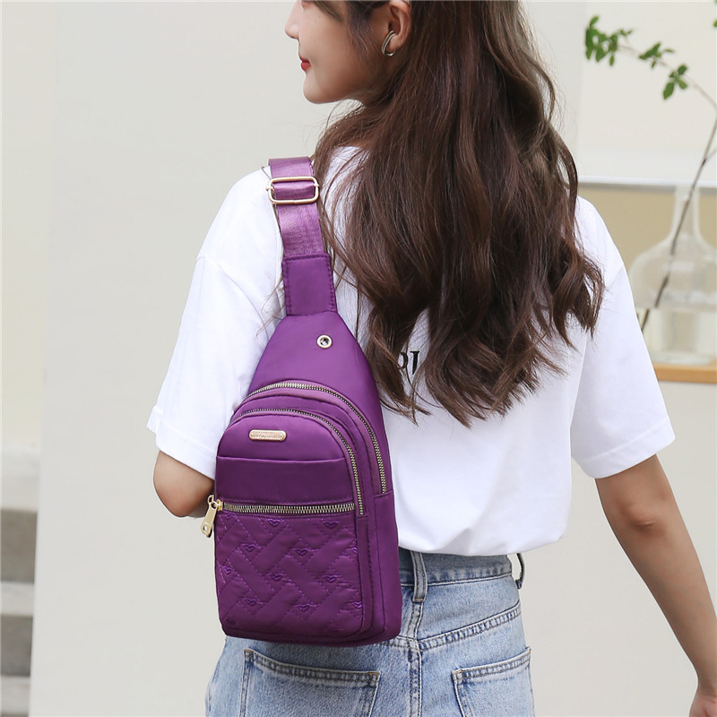 Nuevo bolso de pecho de hilo bordado de mujer de múltiples capas bolso de mensajero multiusos casual de mujer de gran capacidad rombo bolso de hombro de pecho de mujer