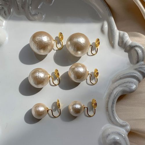 Insect-repellent incense plate ear clips Mona style earrings Xinjiang cotton large pearls retro earrings that make the face look smaller no piercing ear clips