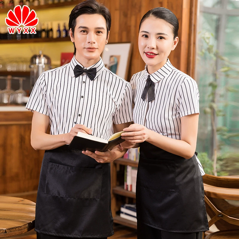 Новая рабочая одежда для официанта китайского ресторана с короткими рукавами, женская летняя одежда для китайского ресторана, ресторана Hotpot, одежда для персонала ресторана