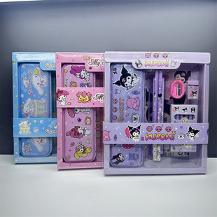 Foreign Trade Kulomi Pencil Case Wooden Pencil Crayon Combination Sanrio Big Ear Dog Stationery Set Children's Gift