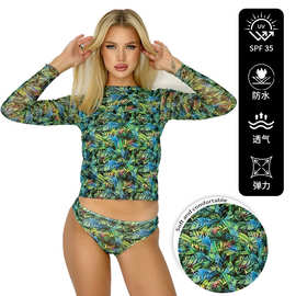 俄罗斯2026性感网纱比基尼分体泳衣印花游泳衣Купальник