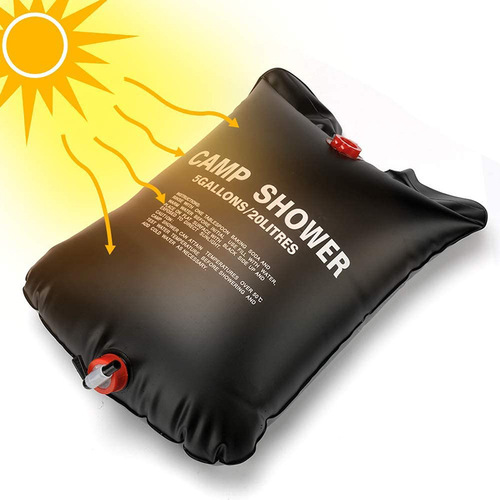 Outdoor portable camping PVC shower bag 20L solar black shower water storage bag camping bath water bag