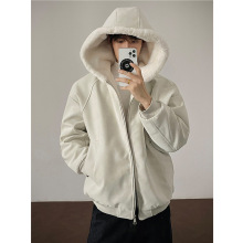 pu皮衣座山雕外套男潮宽松情侣冬季加绒加厚连帽棉服美式毛领棉衣