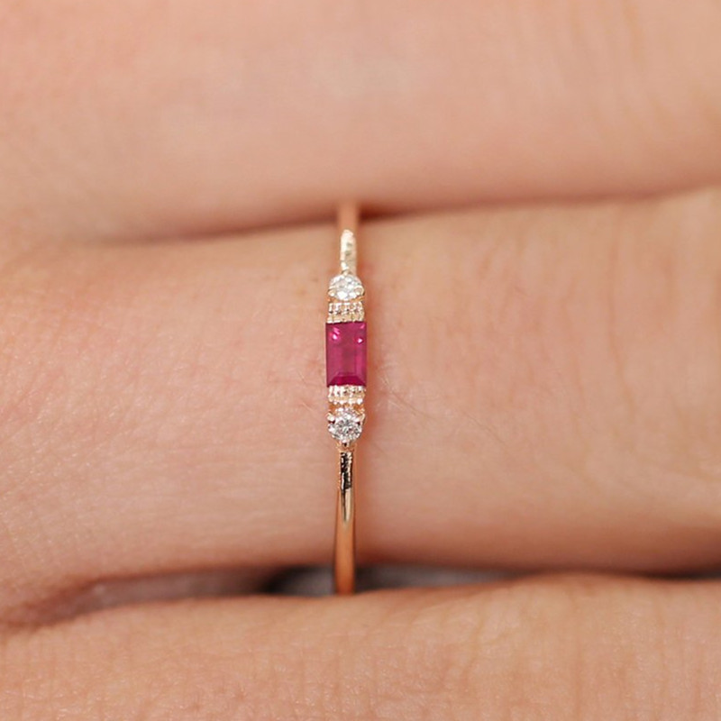 Amazon wish New European and American rose gold female emerald zircon plated 18K gold engagement ring wholesale