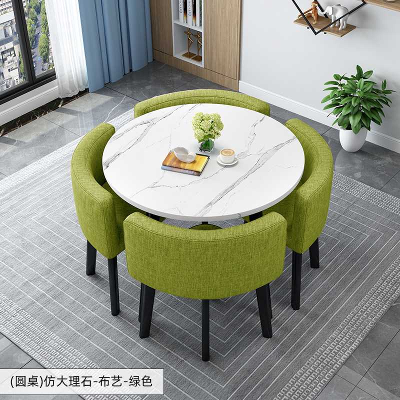 Simple Recepción y negociación pequeña mesa redonda mesa de recepción negociación reunión mesa de invitados y silla traje Oficina área de descanso mesa y silla combinación