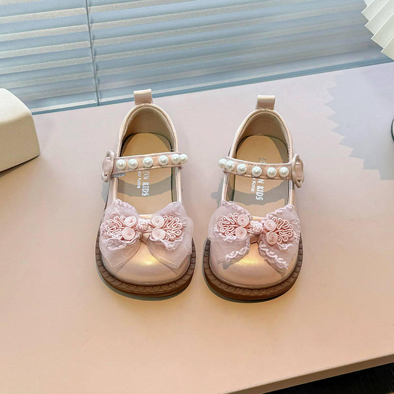 Zapatos de princesa para niñas 2024 nuevo estilo primavera y otoño moda zapatos de cuero para niños zapatos de princesa para niños zapatos individuales con lazo para niñas marea