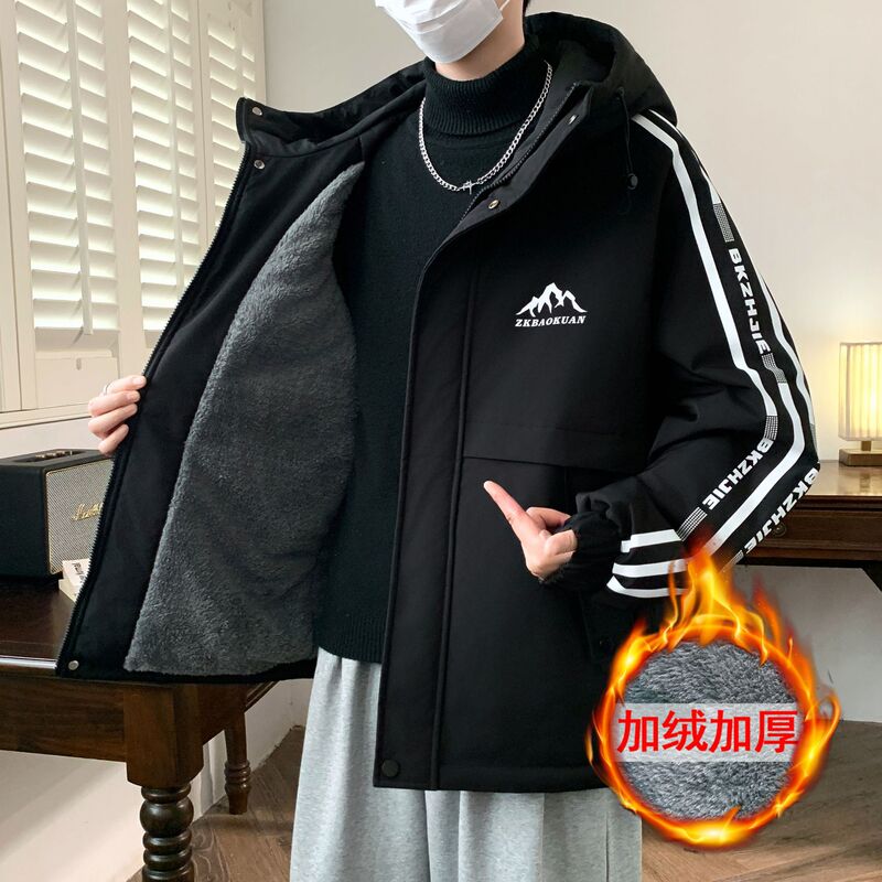 Autumn and Winter Youth Velvet Thickeneded Jackets for Boys, Middle and High School Students, Handsome Jackets, Cotton Outwears, Casual Men's Clothing, Trendy Autumn and Winter Youth Velvet Thickeneded Jackets for Boys, Middle and High School Students, Handsome Jackets, Cotton Outwears, Casual Men's Clothing, Trendy