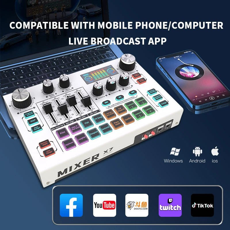 Cross -border British Edition X7 Live Sound Card 48V Motornet Red anchor полный набор оборудования для пения в прямом эфире