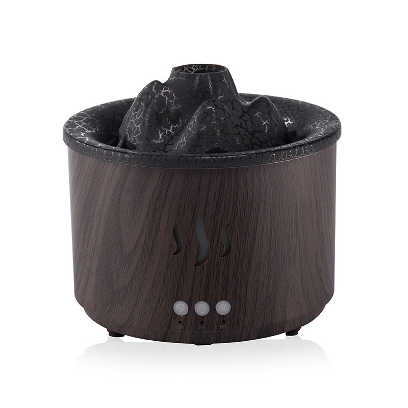 Nueva llegada anillo de humo spray de modo dual máquina de aromaterapia ultrasónica humidificador de aceite esencial llama lámpara azul erupción volcánica