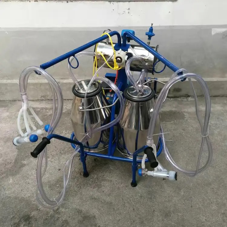 Máquina de ordeño tipo bomba de vacío móvil tipo pistón de cuatro extremos máquina de ordeño de succión de leche equipo de cría para vacas, ovejas y camellos