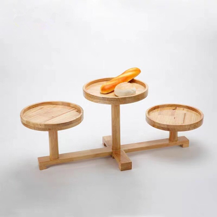 Postre plato de bocadillo de pierna alta plato de fruta estante de pastel de múltiples capas boda cumpleaños bandeja de madera