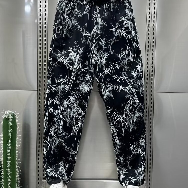 National Fashion Ink Painting Casual Pants Men's Autumn New Quick-drying Breathable Ankle-length Pants Loose Stretch Harem Pants