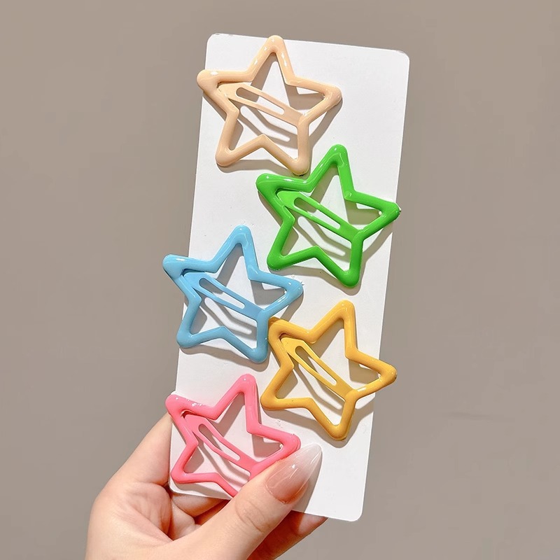 Horquilla de estrella de color dopamina 2025 nueva horquilla de gota de agua de nube para niños flequillo lateral bb clip tocado