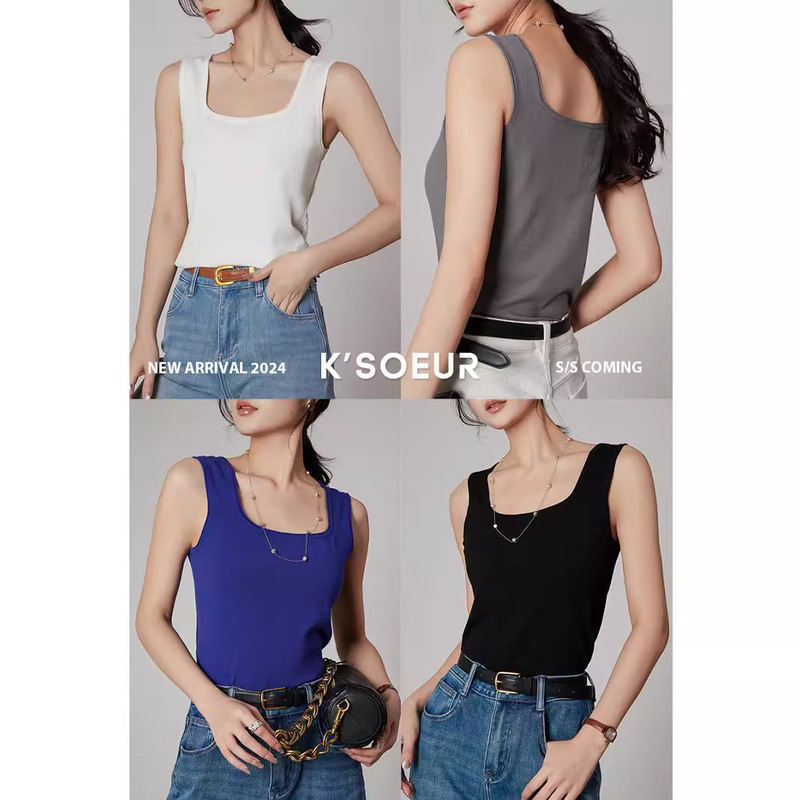 Free Shipping, Cool Texture, Fashionable K Sister Ksoeur Sugar Cube Roll Vest, Slim Fit, Versatile Vest for Women with Suspenders