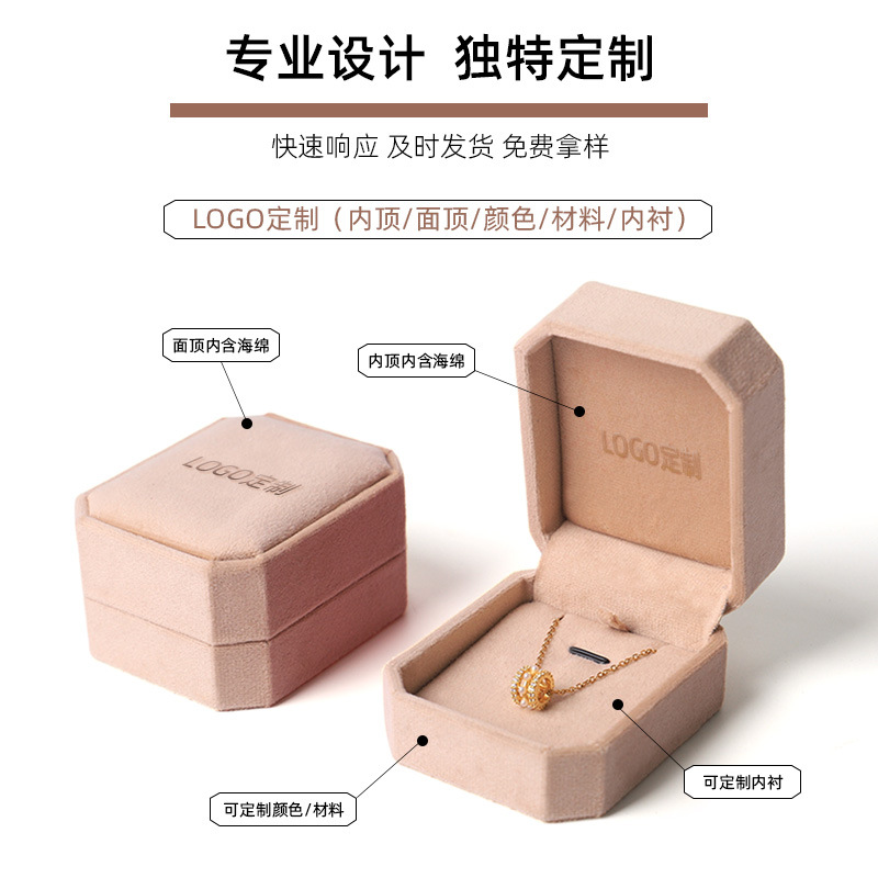 Nuevo joyero octogonal de terciopelo, caja para pendientes y anillos para el 25 aniversario, caja para guardar collares, pulseras y brazaletes con un toque de alta gama. image 3
