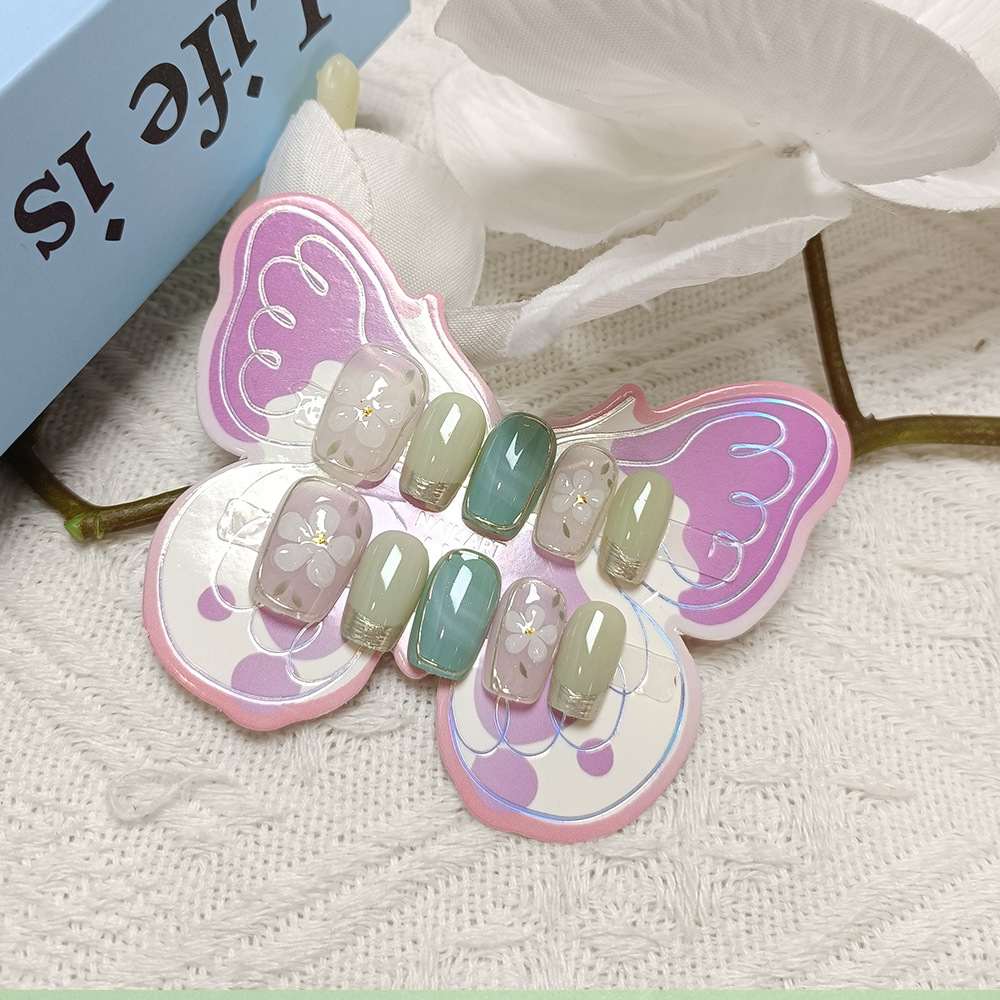 10 piezas de manicura infantil verde fruta estilo ins