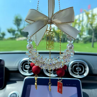 Model Car Rearview Mirror Crystal Car hanging - upgraded-versionwhite-peace-pendant-safe-travels
