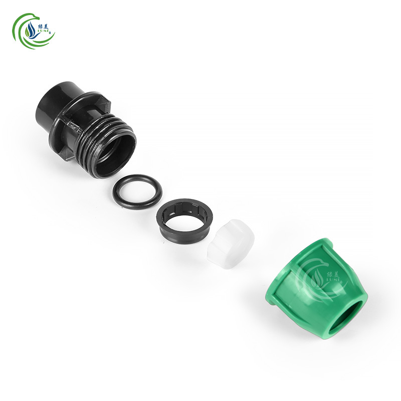 20PE conector rápido sin fusión térmica conector rápido directo codo enchufe de tres vías válvula de alambre interno accesorios de juntas de riego agrícola image 3
