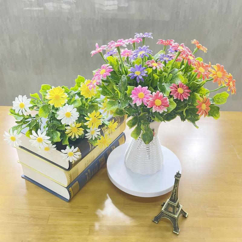 Decoración Flor falsa Simulación Flor seca Mobiliario para el hogar Interior Decoración de la mesa de comedor Sala de estar Ramo de plástico Armario de TV Planta en maceta