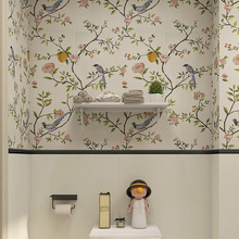 法式复古小鸟花砖卫生间墙砖300x600植物花片浴室瓷砖厕所背景墙