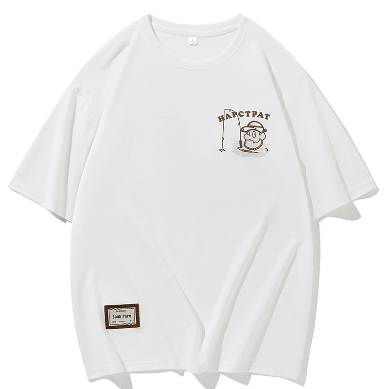 Модная популярная летняя спортивная свободная футболка в корейском стиле с круглым вырезом и короткими рукавами в гонконгском стиле, большой размер