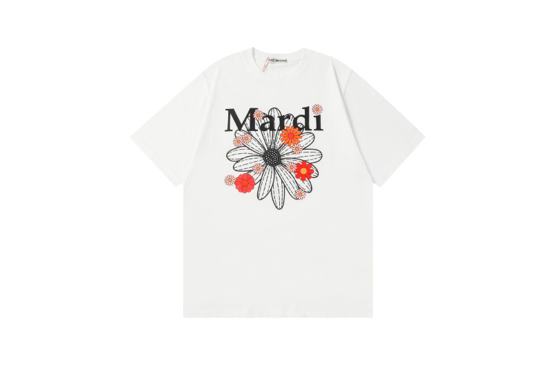 高品質韓国マルディデイジー花柄ルーズラウンドネック半袖Tシャツ男性と女性のためのカジュアルコットントップ|undefined