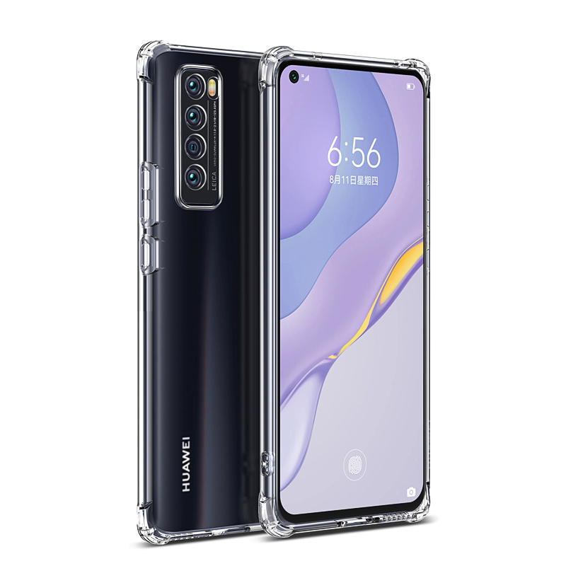 Suitable for Huawei Nova7 Mobile Phone Case Transparent Soft Silicone Se Protective Cover Nova7Pro Straight Edge Anti-Fall Lens