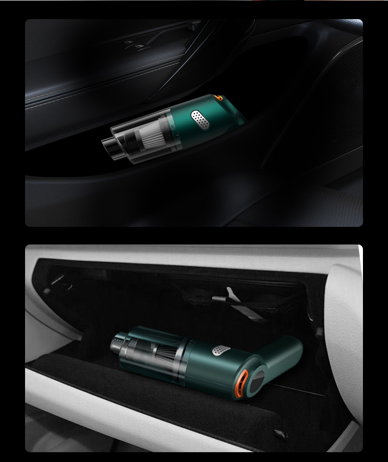 Car vacuum cleaner with strong suction, wireless charging, high-power, compact handheld, suitable for home use and pet hair cleaning
