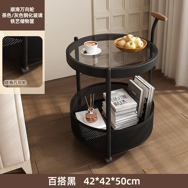 复古中古风可移动沙发边几阳台小茶桌床头侧边柜小茶几小推车|undefined