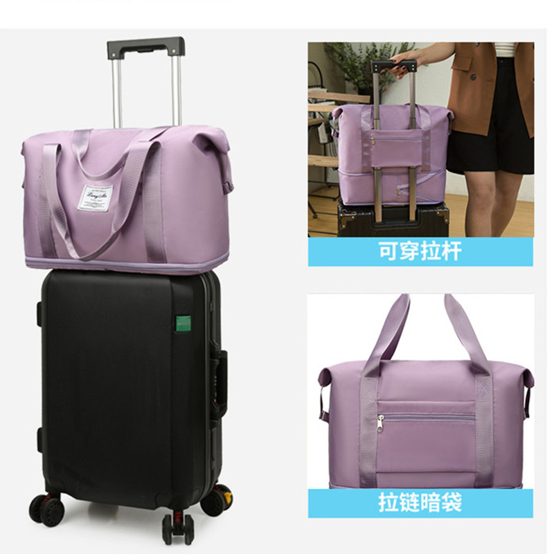 Bolsa de viaje expandible engrosada para mujer de corta distancia portátil de gran capacidad estudiante ligero impermeable bolsa de equipaje de almacenamiento de fitness
