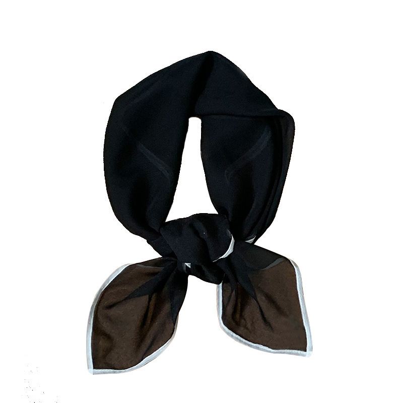 Bufanda de seda, bufanda cuadrada pequeña, bufanda de seda de gasa de muaré retro fresca, sentido de alta calidad, bufanda de cuello literaria, bufanda en la cabeza, banda para el cabello