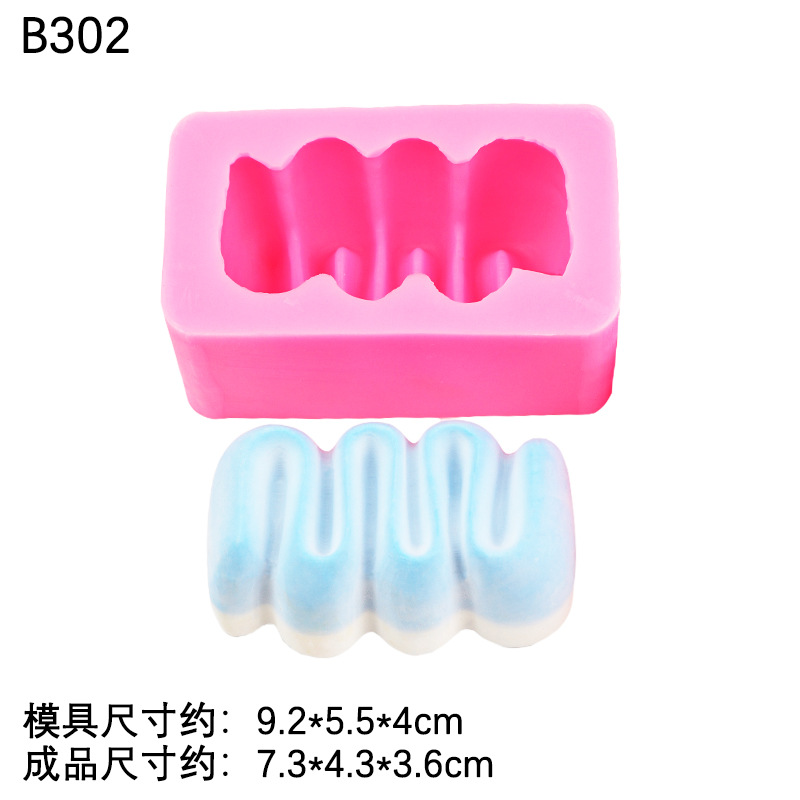 Helado de conejo de crema de rollo suizo 3 piezas de crema de fresa molde de silicona en forma de tira decorativa molde de pellizco de bricolaje