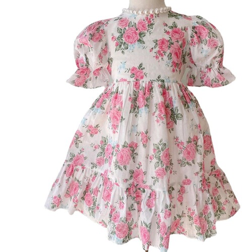 Children's flower dress summer style girls sweet lace skirt children's skirt 3-8 years old children's clothing one piece drop shipping