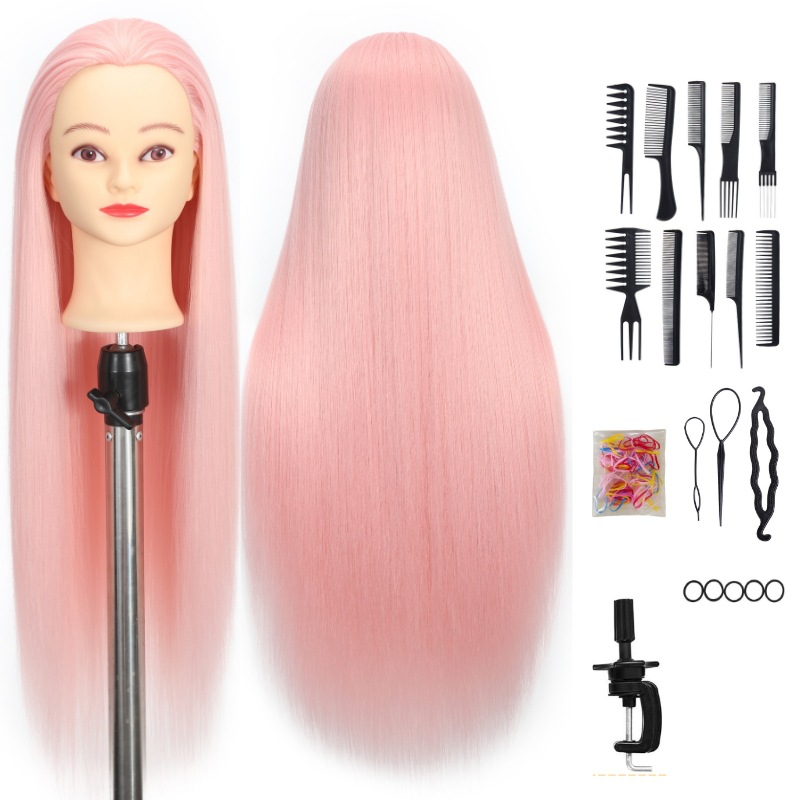 Training Head, modelo de peluca de seda de alta temperatura, práctica de cabeza, peluquería, corte de cabello, enseñanza, educación, modelo de cabeza de enseñanza
