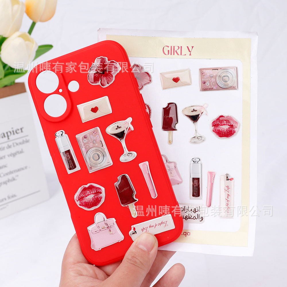 工厂印刷A6尺寸3D手机环氧贴纸礼品水晶滴塑贴纸跨境