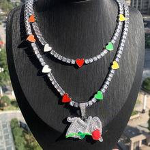 欧美外贸新款ZYQ字母玫瑰花滴油吊坠爱心滴油网球链套装嘻哈饰品