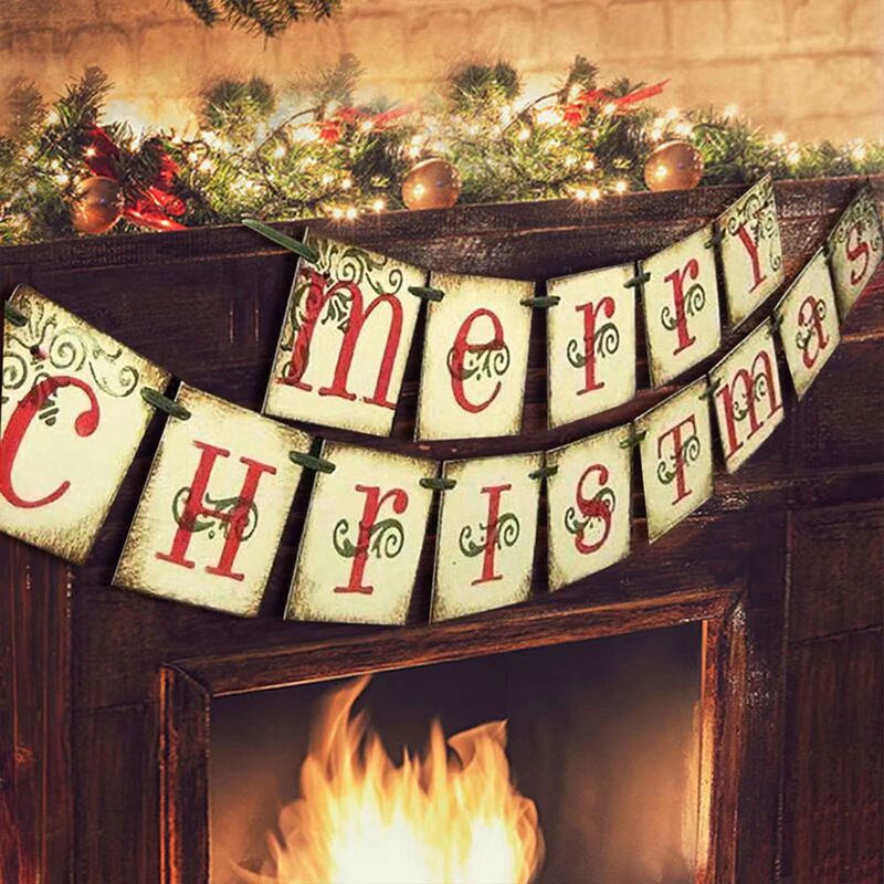 国境を越えたレトロなクリスマス旗クリスマスbannerパーティー装飾クリスマスクリスマスツリーシーン旗彫刻|undefined