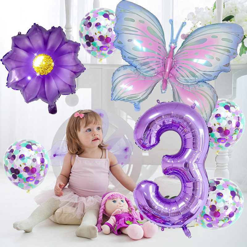 Casual Cute Flower Butterfly Aluminum Film Birthday Festival Balloons display picture 3