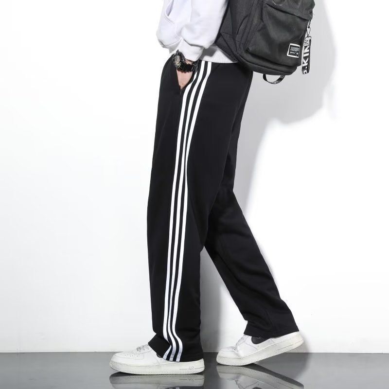 Spring and Summer Sports Pants Men's Sweatpants Loose Straight Casual Pants Three Bar School Pants Trendy All-match Couple Pants