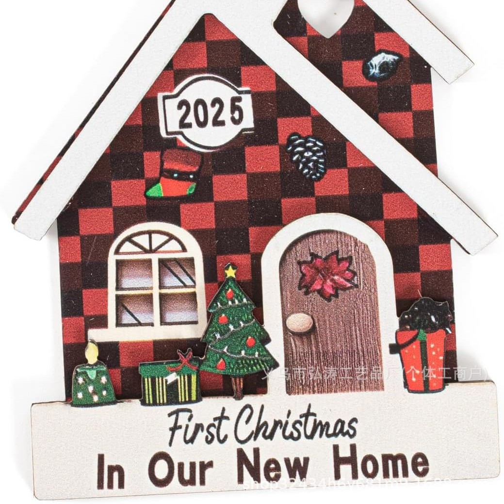 Decoración colgante 2026 nuevo mejor regalo de mudanza decoración de madera decoración para el hogar decoración del árbol de Navidad rojo