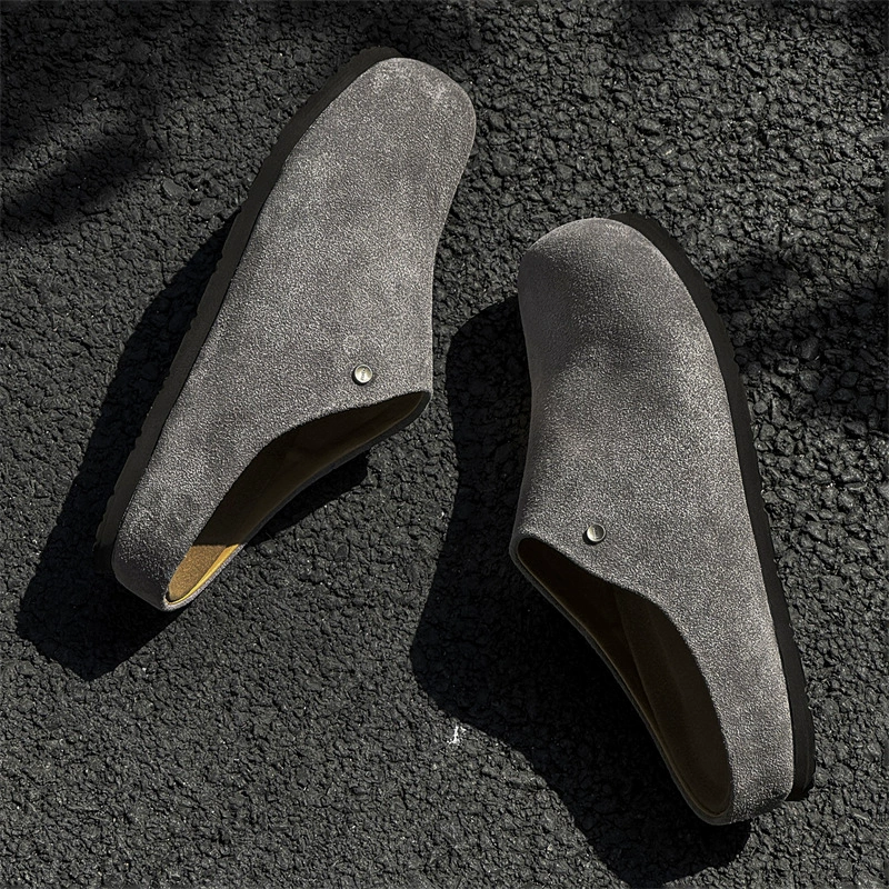 Новинка 2025 года, домашние тапочки для мальчиков, обувь Birkenstock на одной ноге, туфли на плоской подошве из натуральной кожи, повседневная мужская обувь