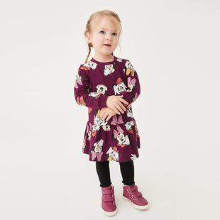 Children's New European and American Style Cartoon Print Children's Dress Girls Princess Dress Autumn Round Neck Manufacturer Wholesale