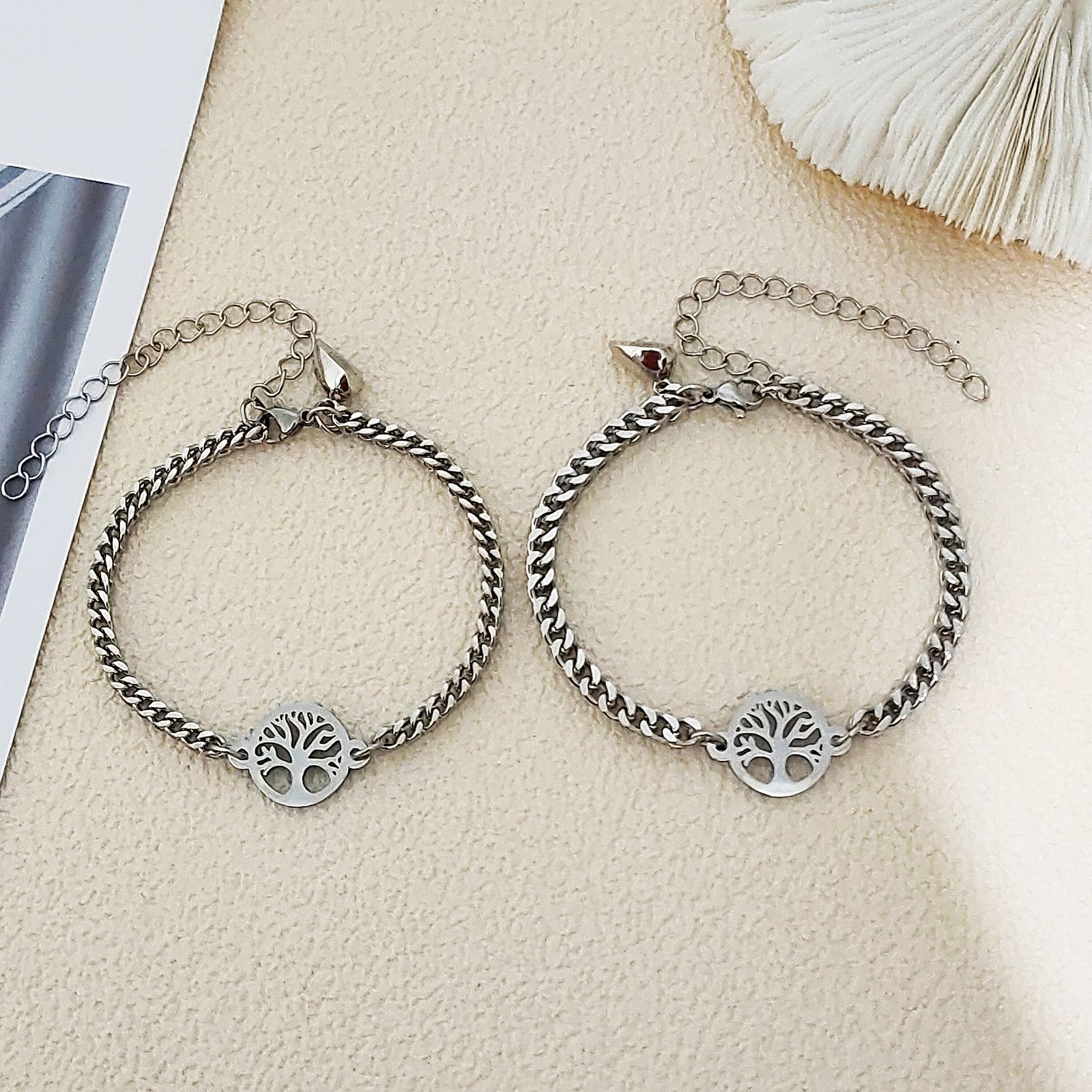 Fashion Tree Crown Stainless Steel Bracelets 2 Pieces